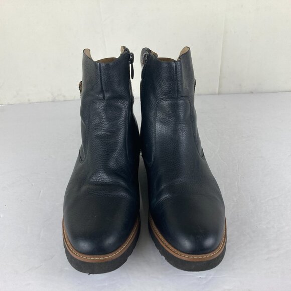 FRANCO SARTO Womens sz 9.5 Black Leather Block Heel Ankle Boots - Picture 3 of 9